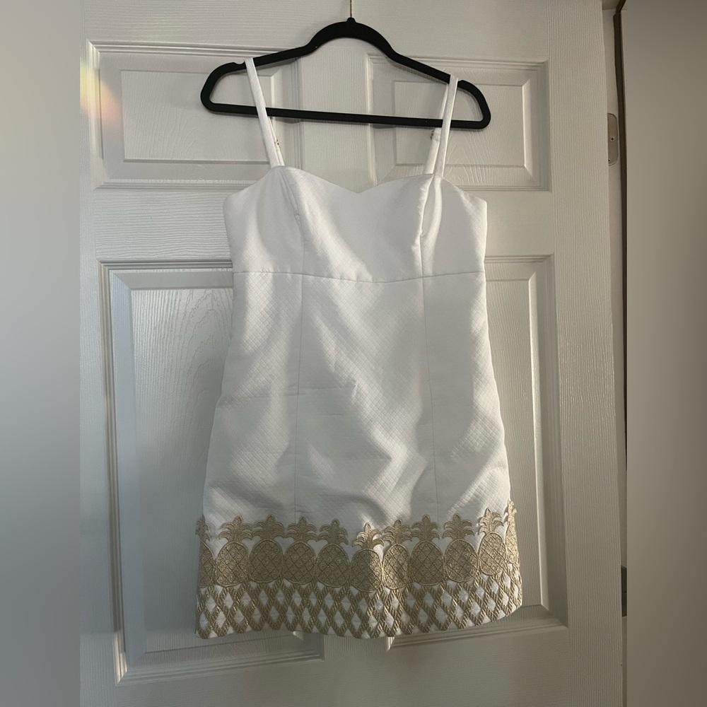 Lilly Pulitzer white gold pineapple dress 4 small
